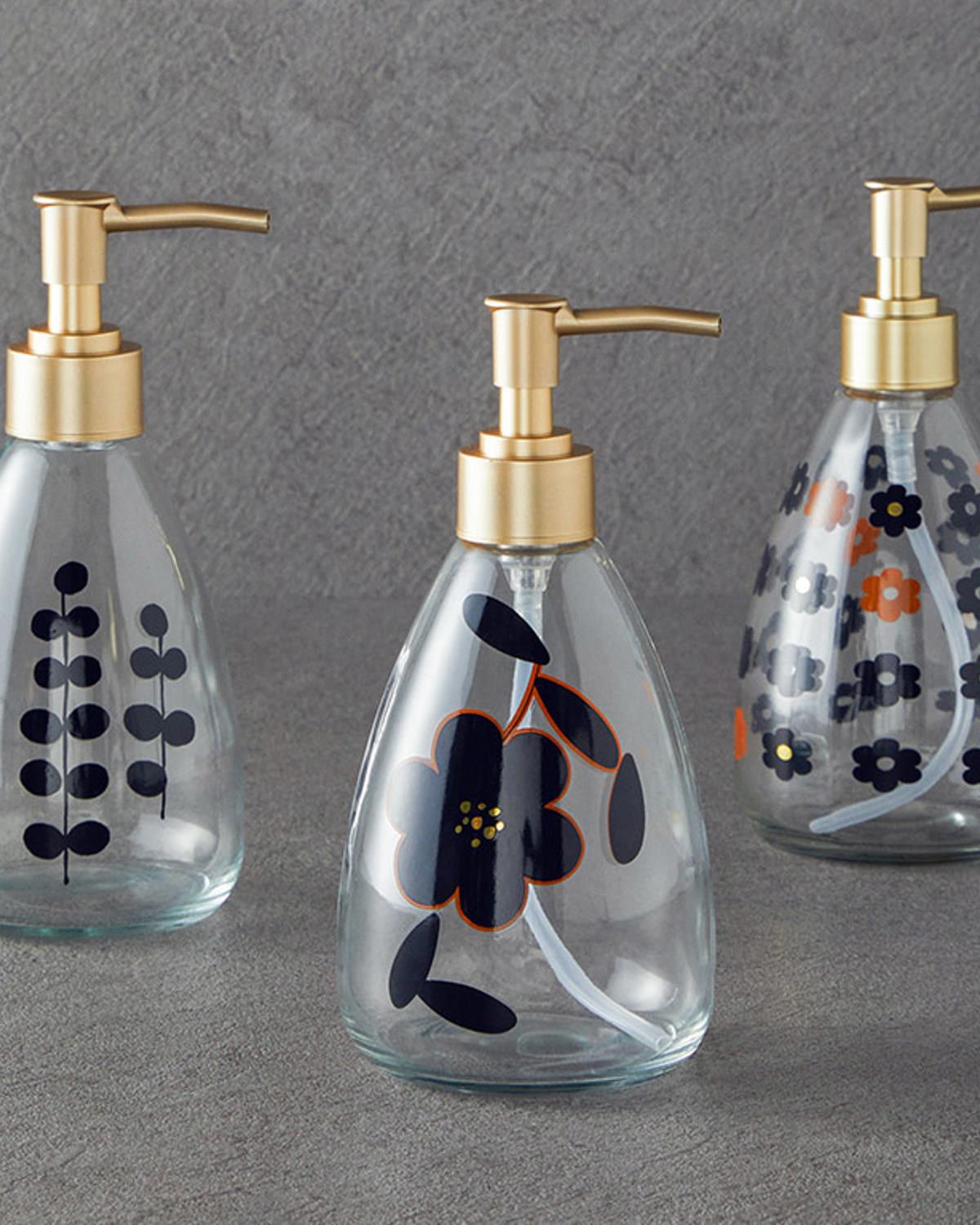 Leaves Glass Liquid Soap Dispense Gold