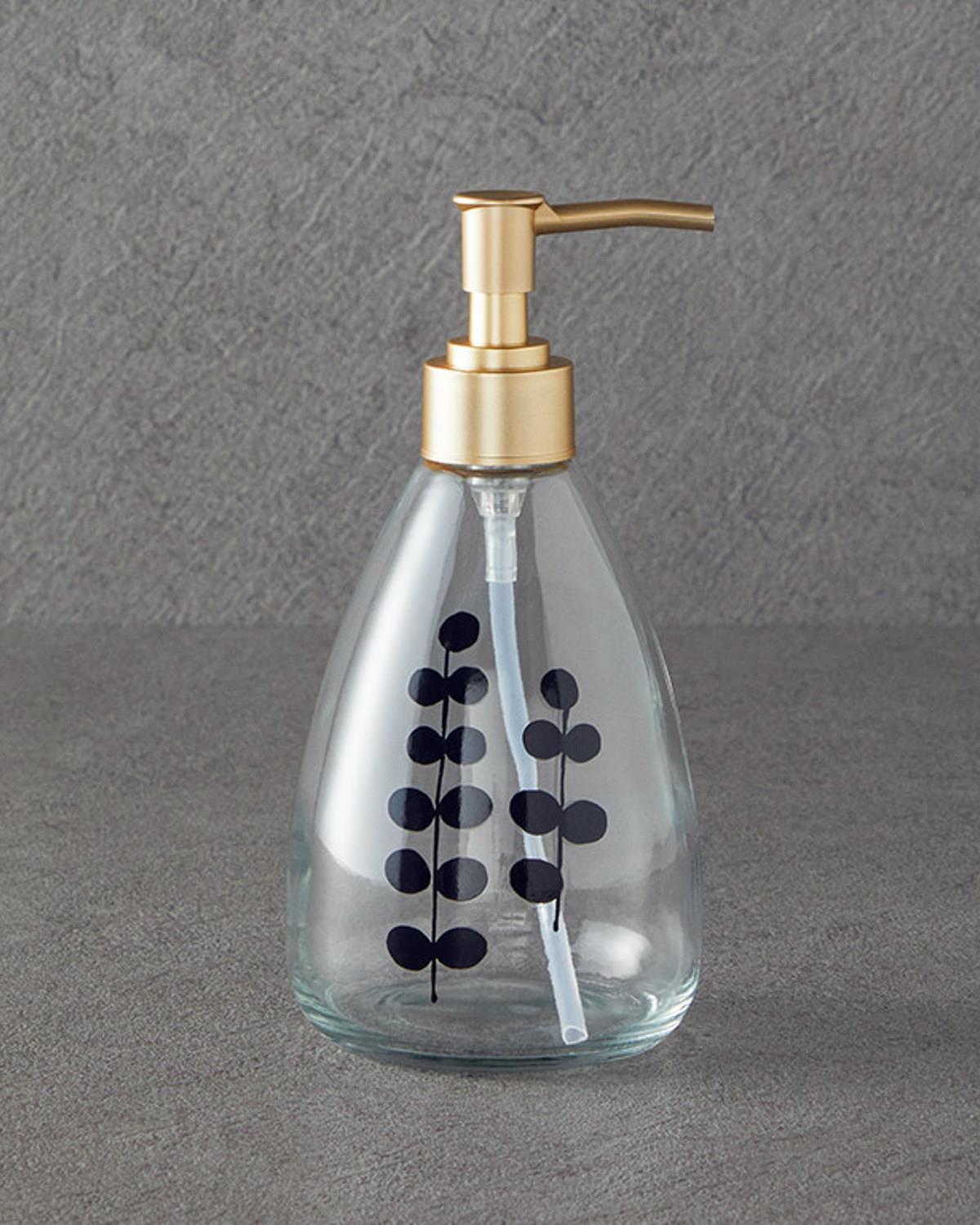 Leaves Glass Liquid Soap Dispense Gold