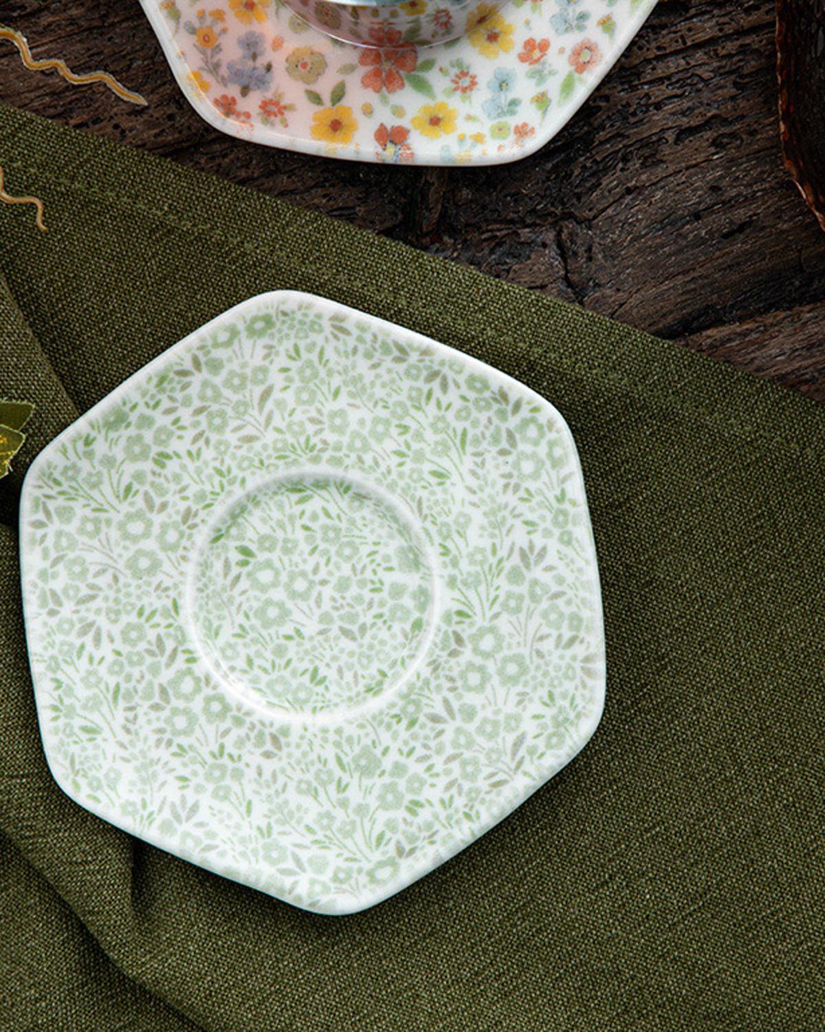 Flowerpot Porcelain Tea Plate 12 cm Green