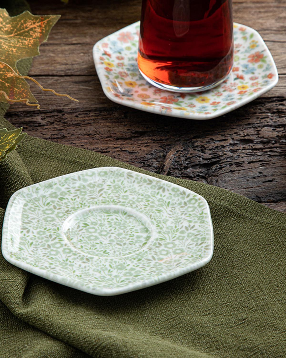 Flowerpot Porcelain Tea Plate 12 cm Green