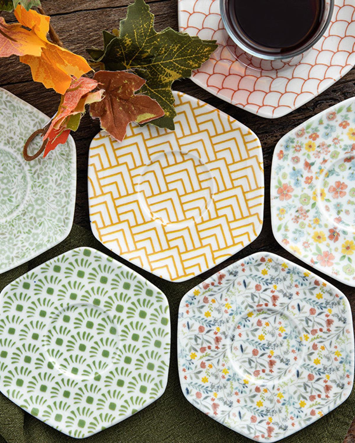 Flowery Porcelain Tea Plate 12 cm Colorful