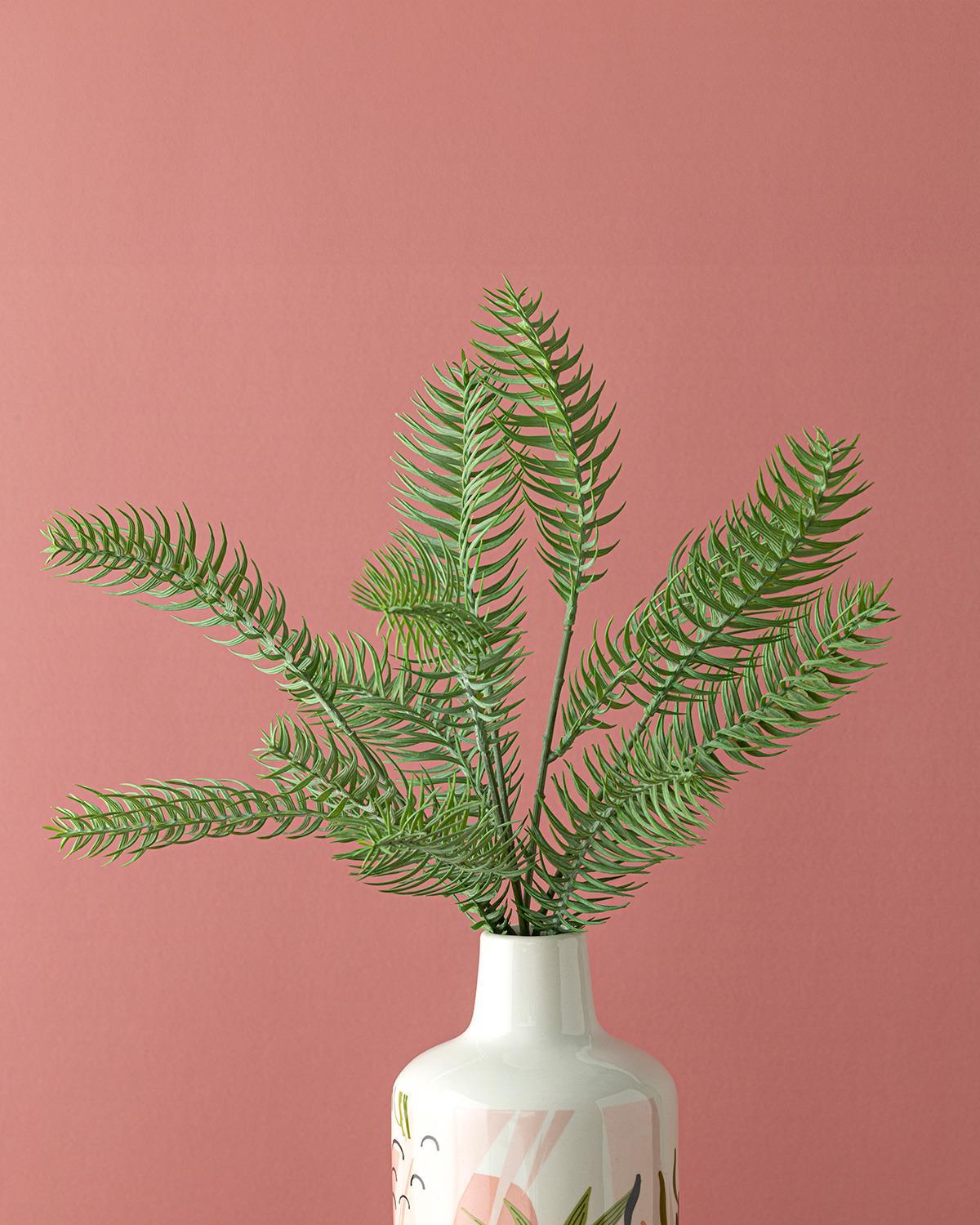 Floare artificiala, Pine, plastic, 48 cm, verde