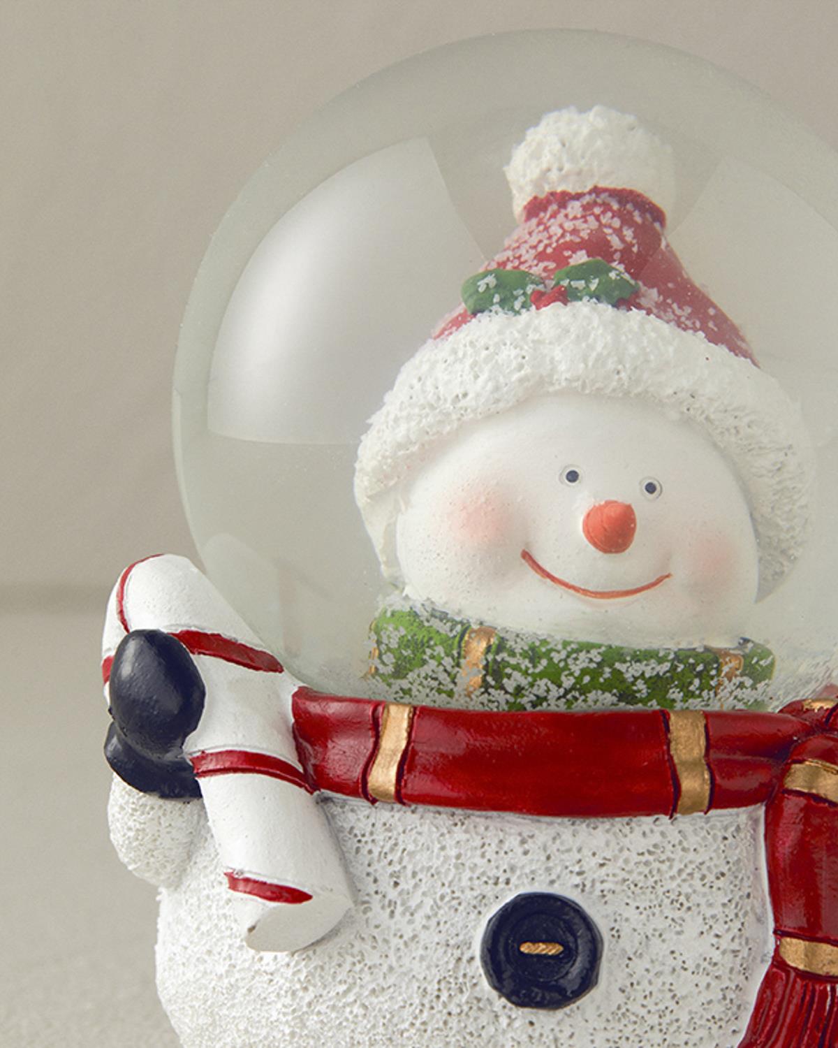 Glob de zăpadă, Happy Snowman, polirăsină, 6,5x8,3x9 cm, alb