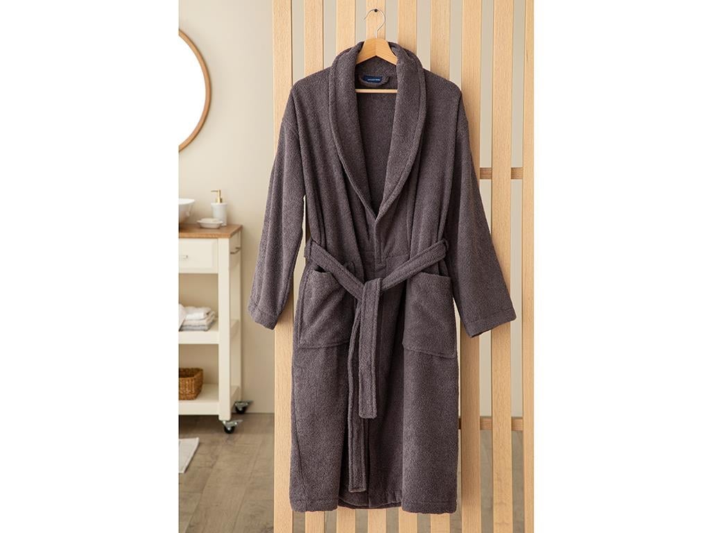 Glory Cotton Shawl Collar Bathrobe L-XL Gray