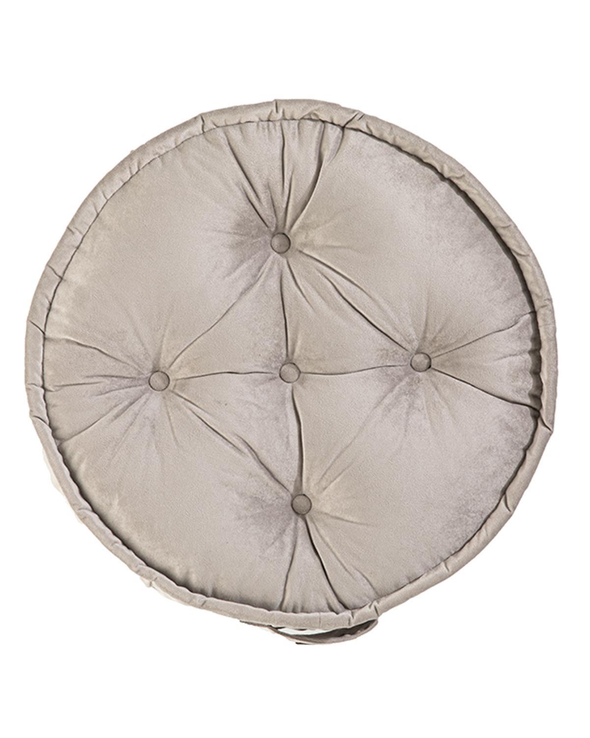 Malta Round Pernă Decorativă, Catifea, 60 Cm, Albastru İnchis
