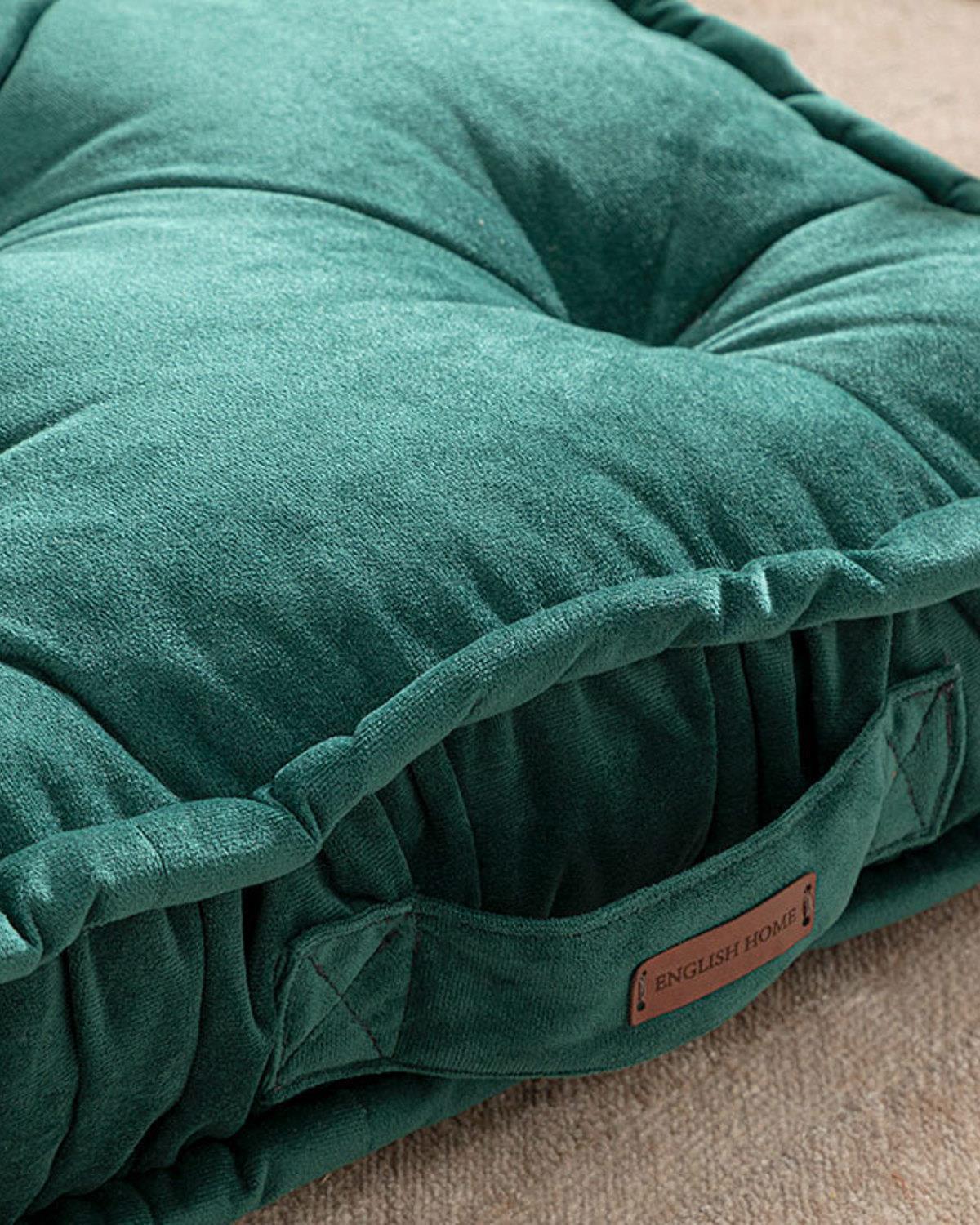 Malta Square Catifea Saltea Decorativă 60x60x14 cm Verde Petrol