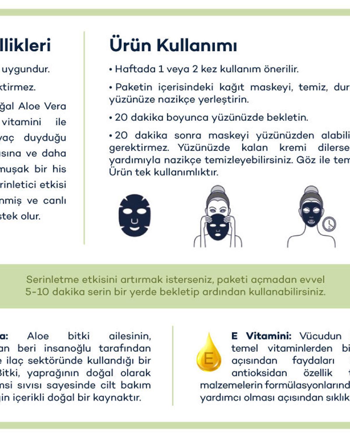 Mască cu vitamina E, Aloe Vera, 25 ml, verde