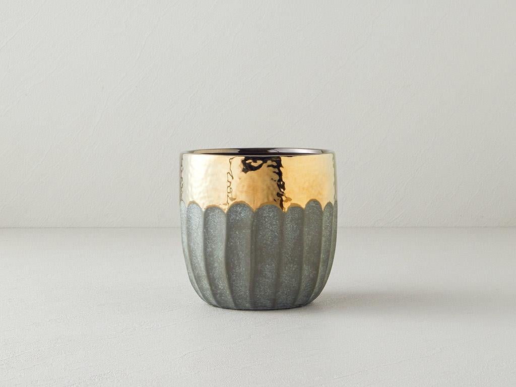 Vaza, Megan, gresie ceramica, 15x15x14,5 cm, auriu