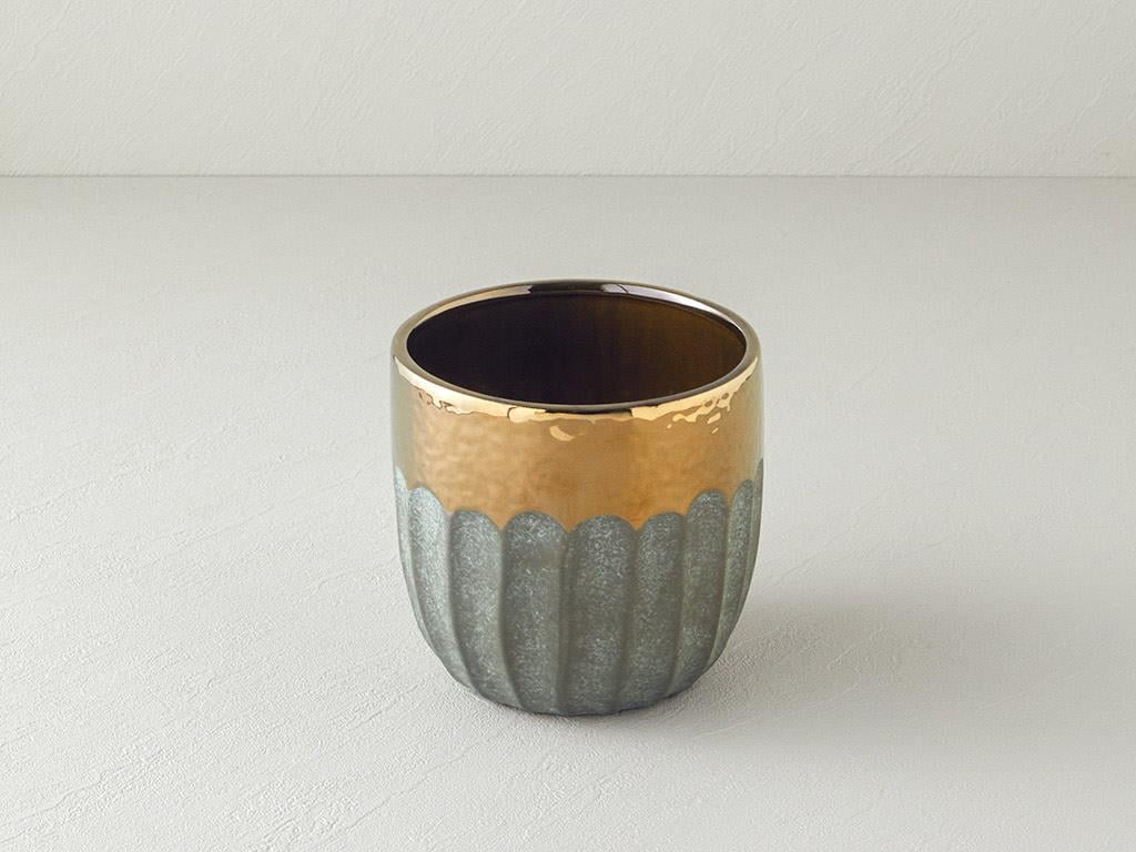 Vaza, Megan, gresie ceramica, 15x15x14,5 cm, auriu