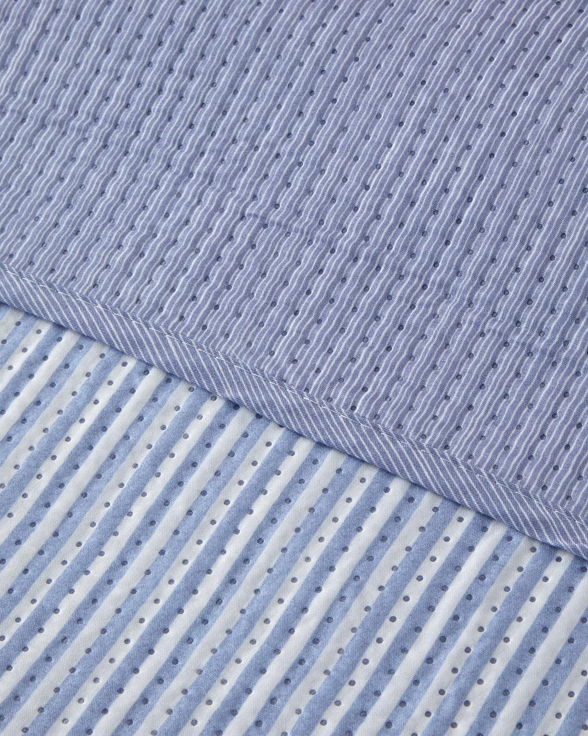 Cuvertura pat reversibila, pentru o persoana, Modern Art, poliester, 160x220 cm, bleu