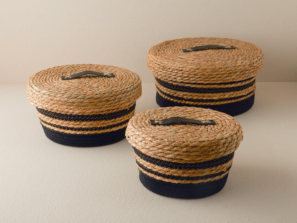Cutie de depozitare, Natura Stripe, rachita, 27x14 cm, natural