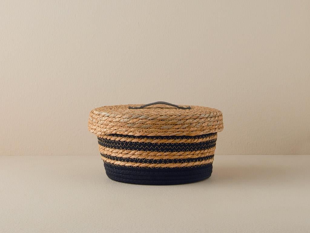 Cutie de depozitare, Natura Stripe, rachita, 27x14 cm, natural