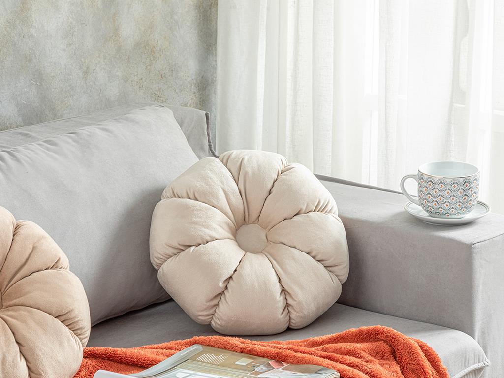 Pernă decorativă, Daisy, poliester, 40 cm, crem