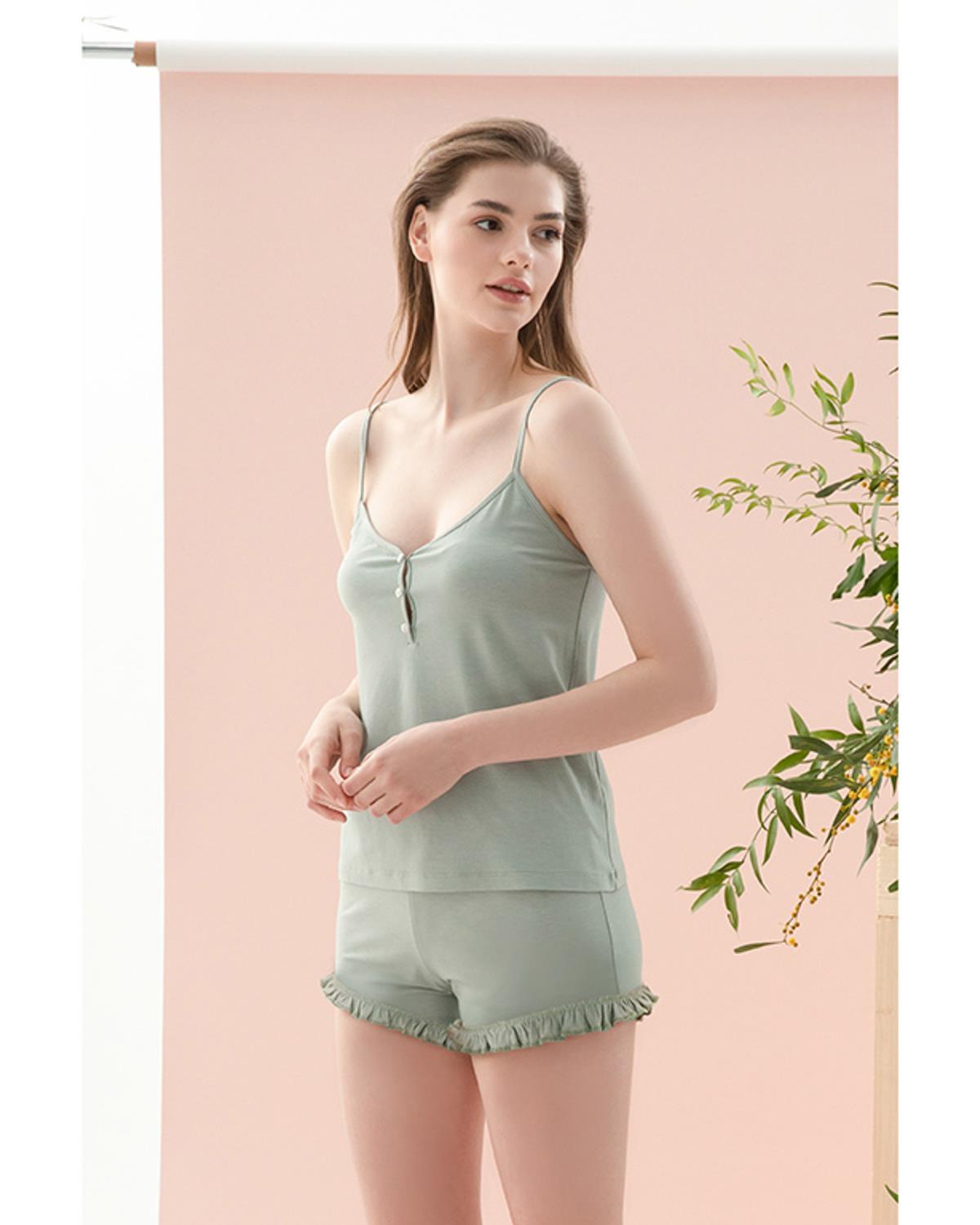 Pure Basic Set De Pijamale Damă, Viscoză, S, Crem - Verde