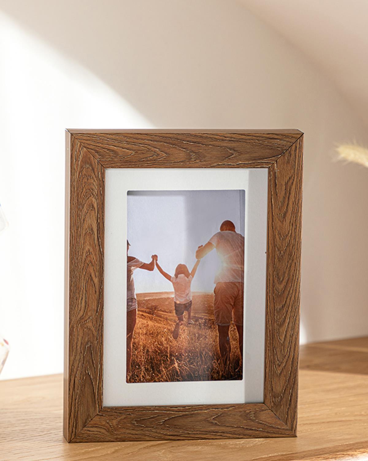 Ramă foto, Arven, plastic-mdf-rattan, 13x18 cm, deschis maro