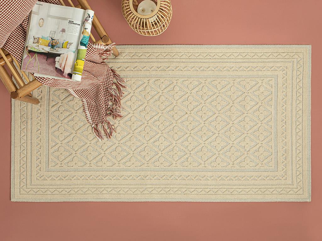 Covor buclat, Ronita, 60x100 cm, bumbac, crem