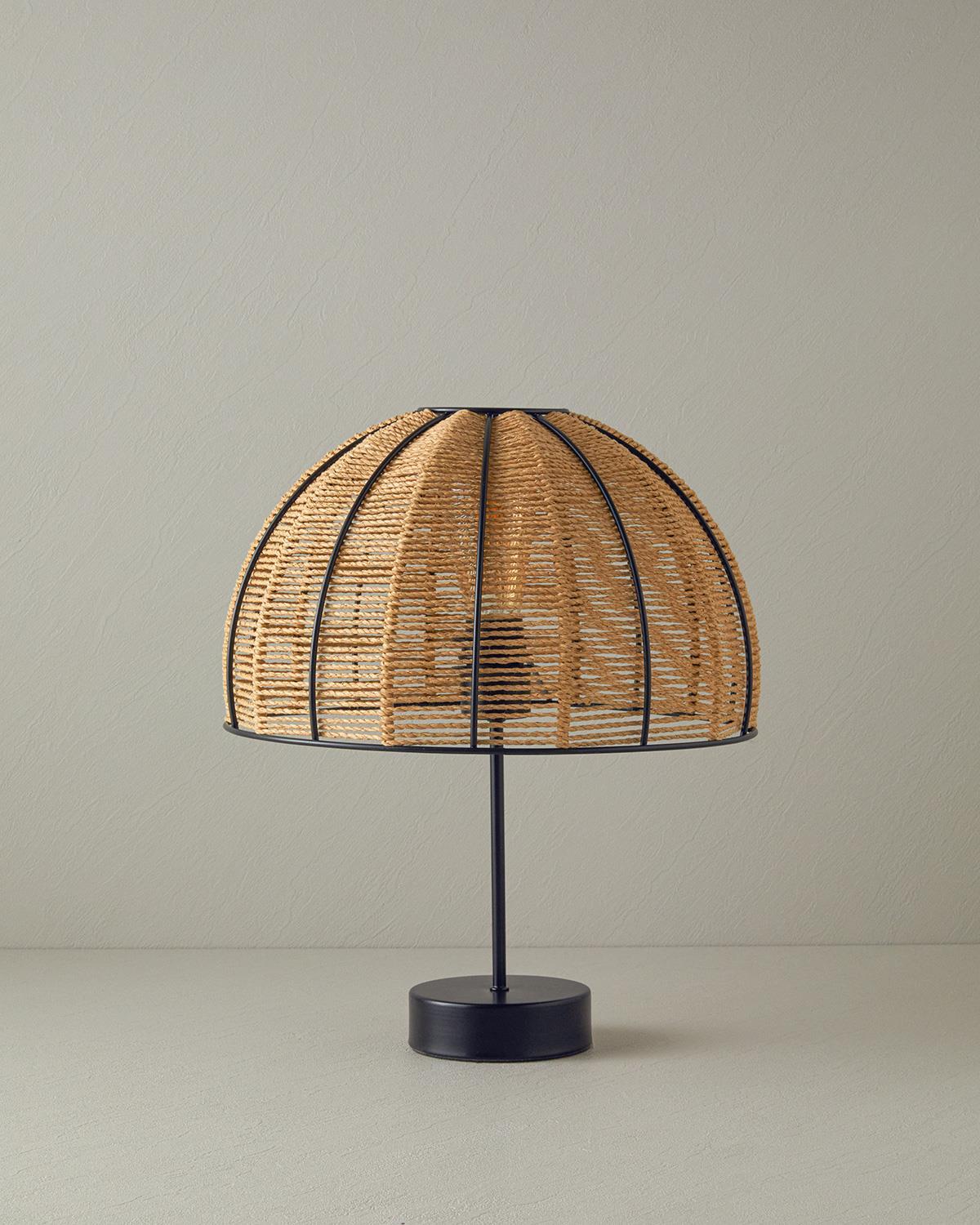 Rustic Lampă De Masă, Vată, 10*35*23 Cm, Gri Deschis