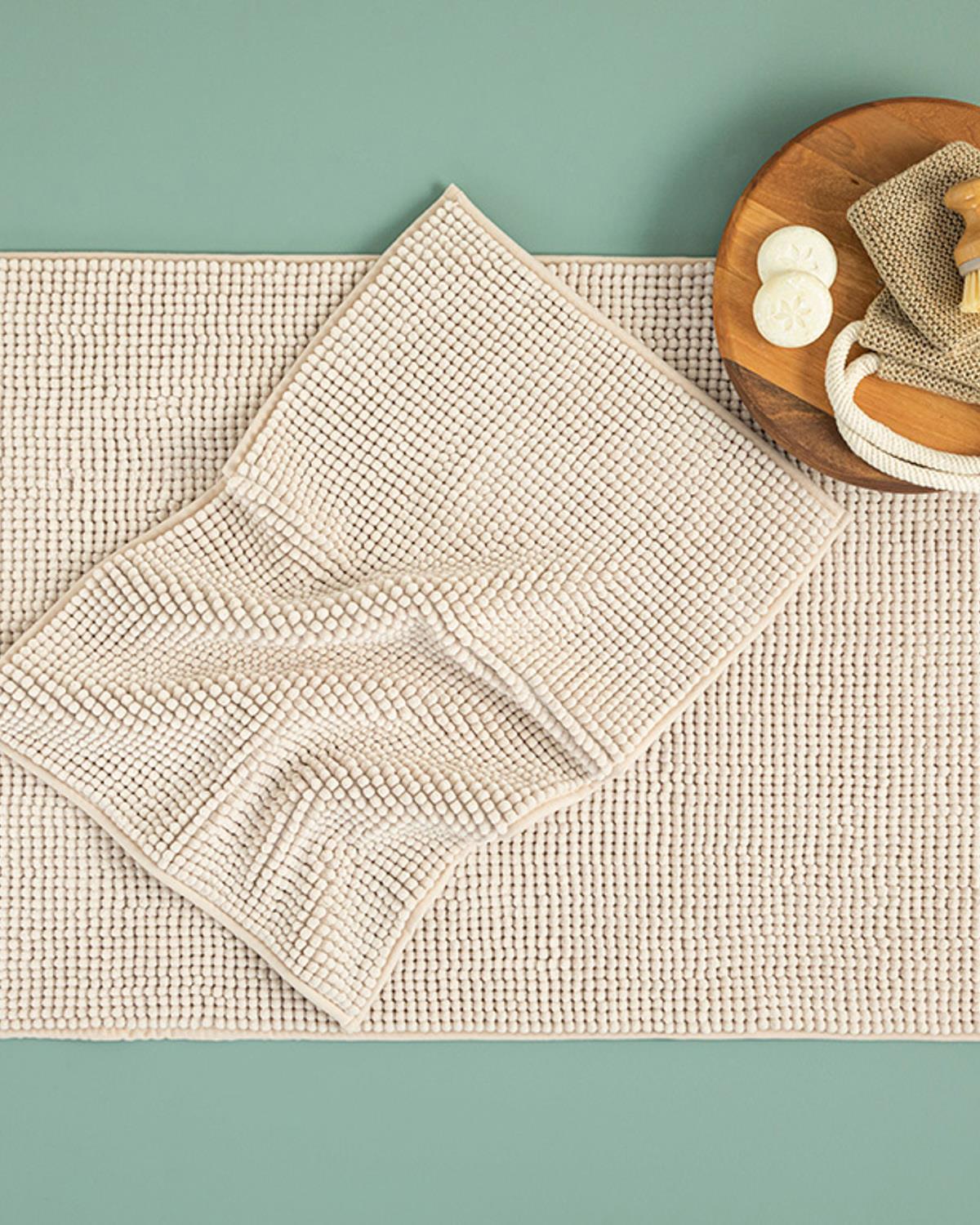 Paige Polyestere Shaggy Bath Mat Set 60x90 + 40x60 cm Beige