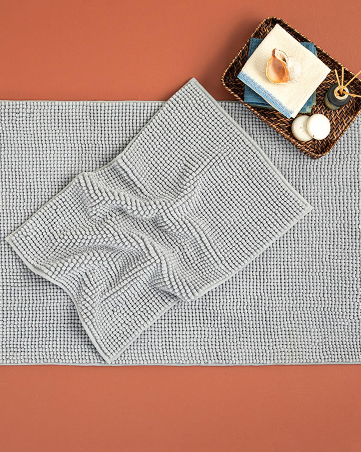 Paige Polyestere Shaggy Bath Mat Set 60x90 + 40x60 cm Gray