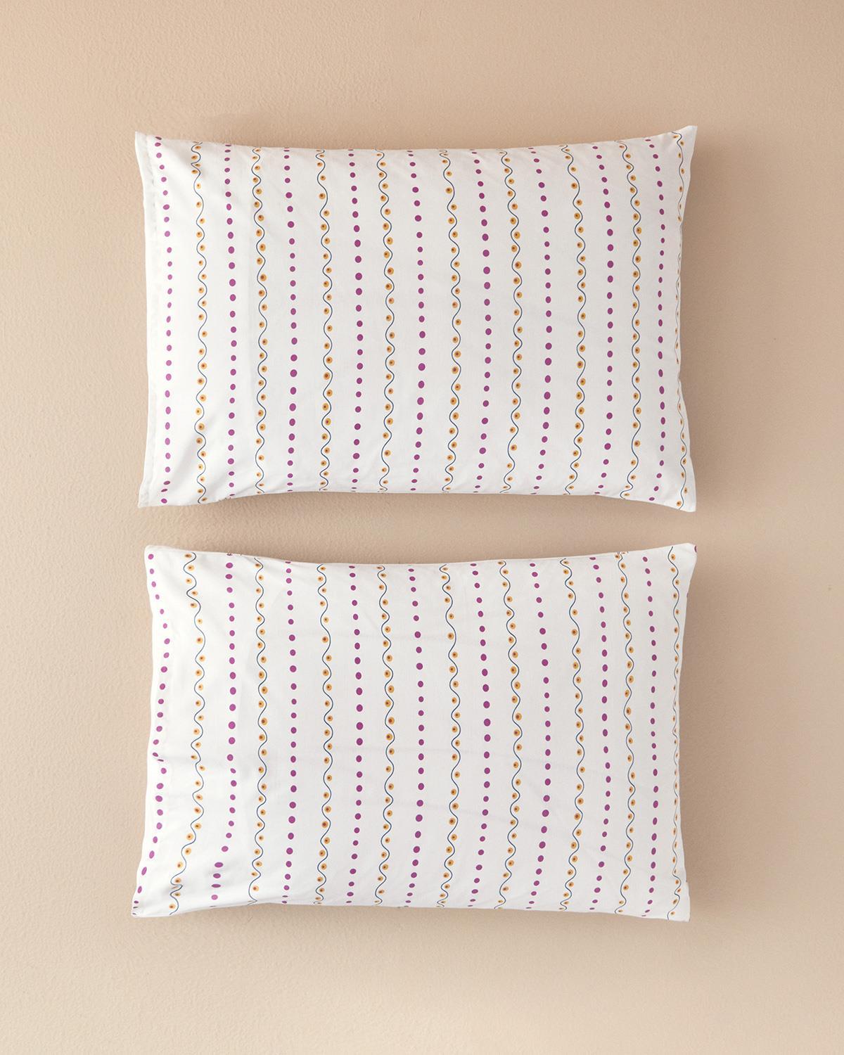 Set 2 fete de perna, Folk Blossom, bumbac, 50x70 cm, fuchsia