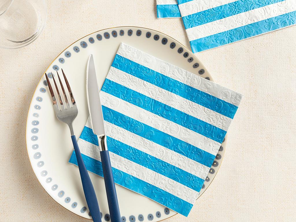Set 20 șervețele, Big Stripes, hârtie, 33x33 cm, bleu