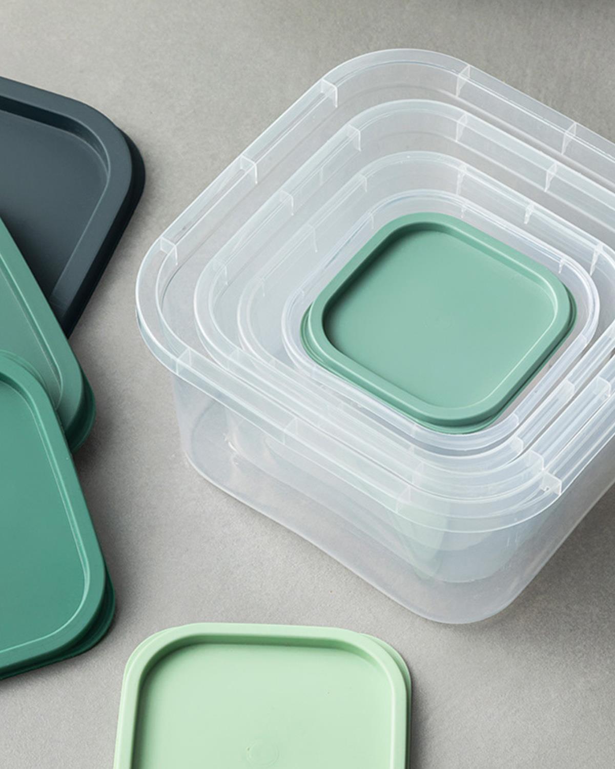 Set 5 caserole cu capac, Keep Me, plastic, 16 cm, verde