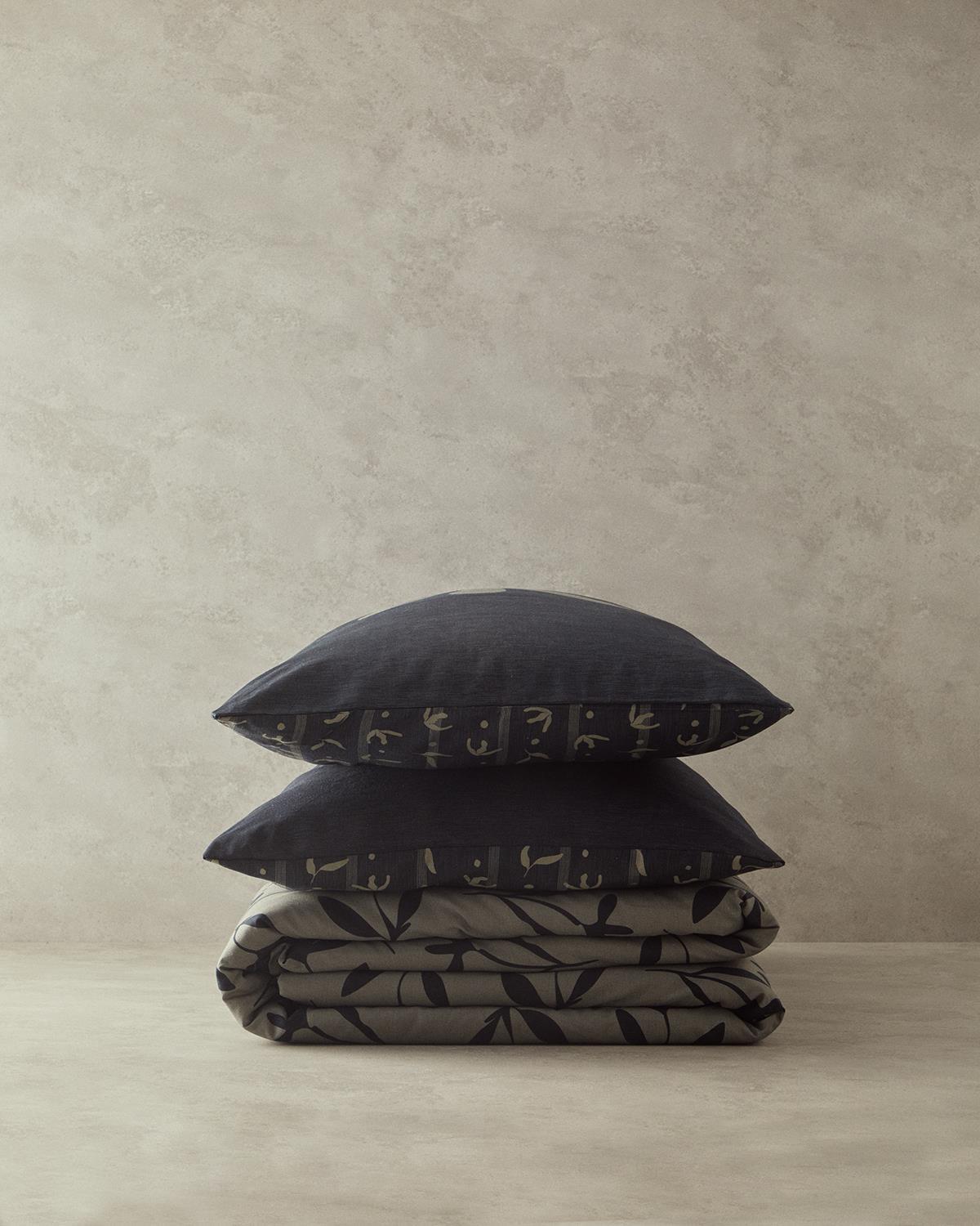 Set husa de pilota cu o fata de perna pentru o persoana, Vinette, bumbac-viscoza, 160x220 cm/50x70 cm, verde