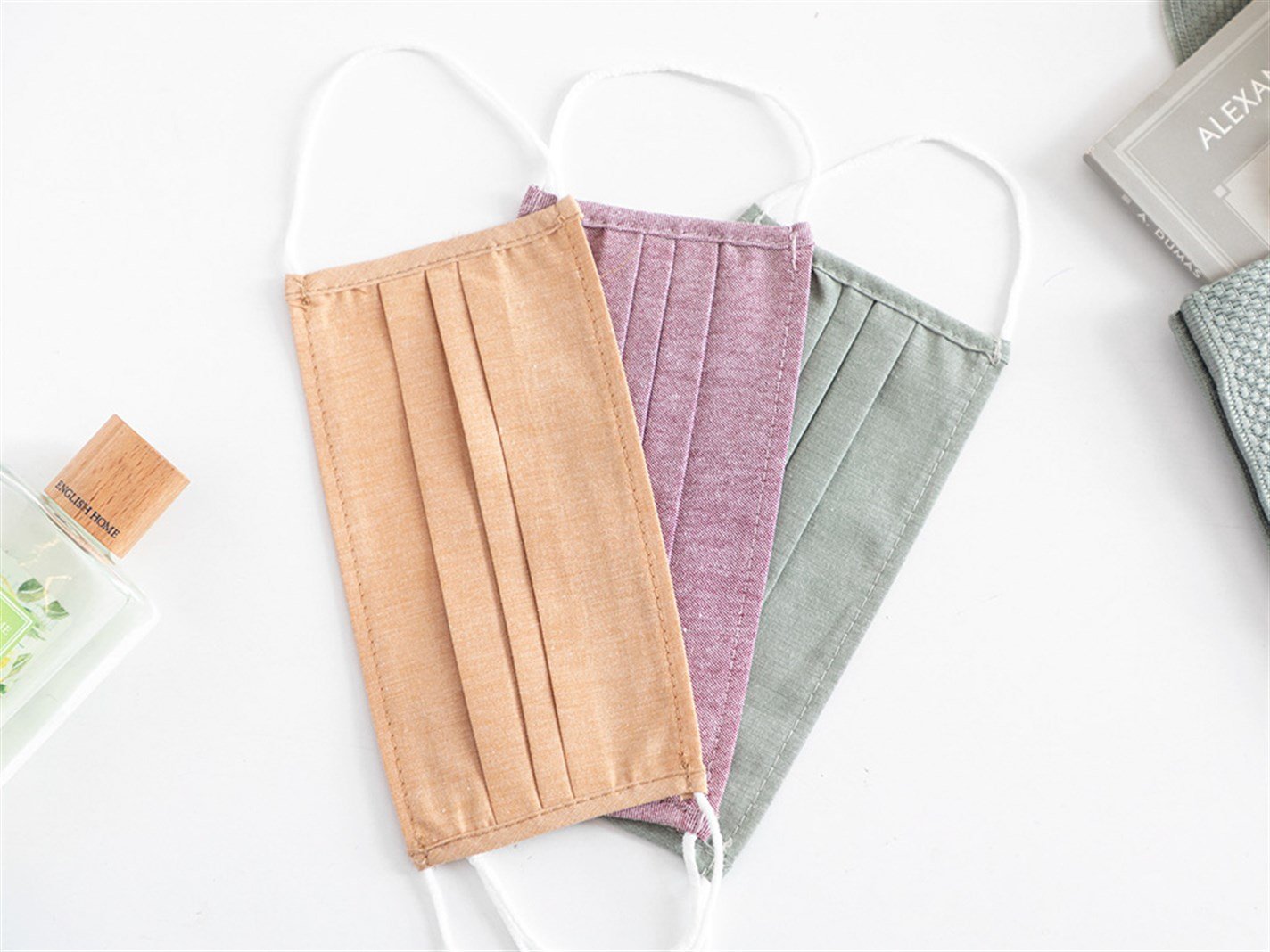 Atingere moale Bumbac Material Textil Mască 9,5 x 18 cm Kaki
