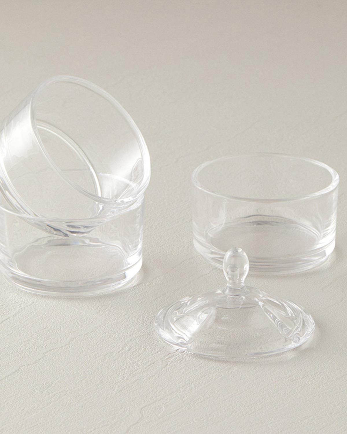 Set 3 recipiente depozitare alimente suprapuse cu capac, Present, sticla, 18,5 cm, transparent