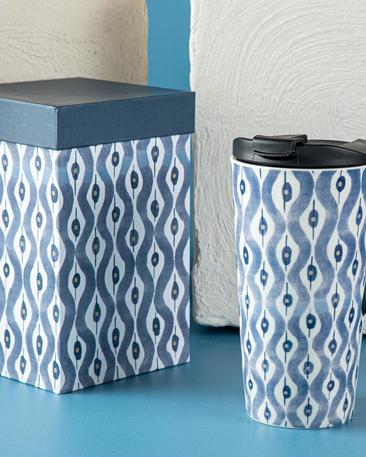 Termos, Coastal Bliss, ceramică, 480 ml, bleu