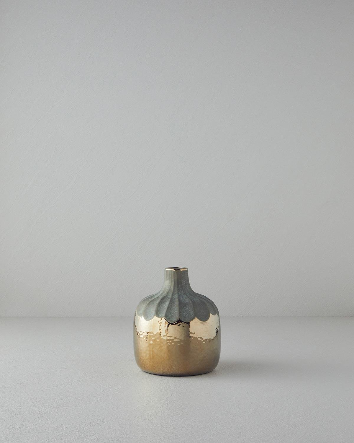 Vază, Megan, ceramică, 14,5x14,5x28,5 cm, auriu