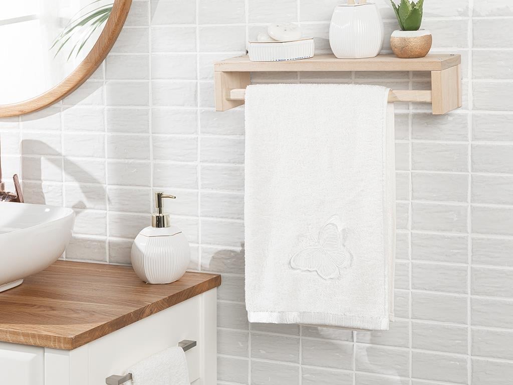 White Butterfly Cu Broderie Brodat Prosop De Față 50*80 Cm Cremă.
