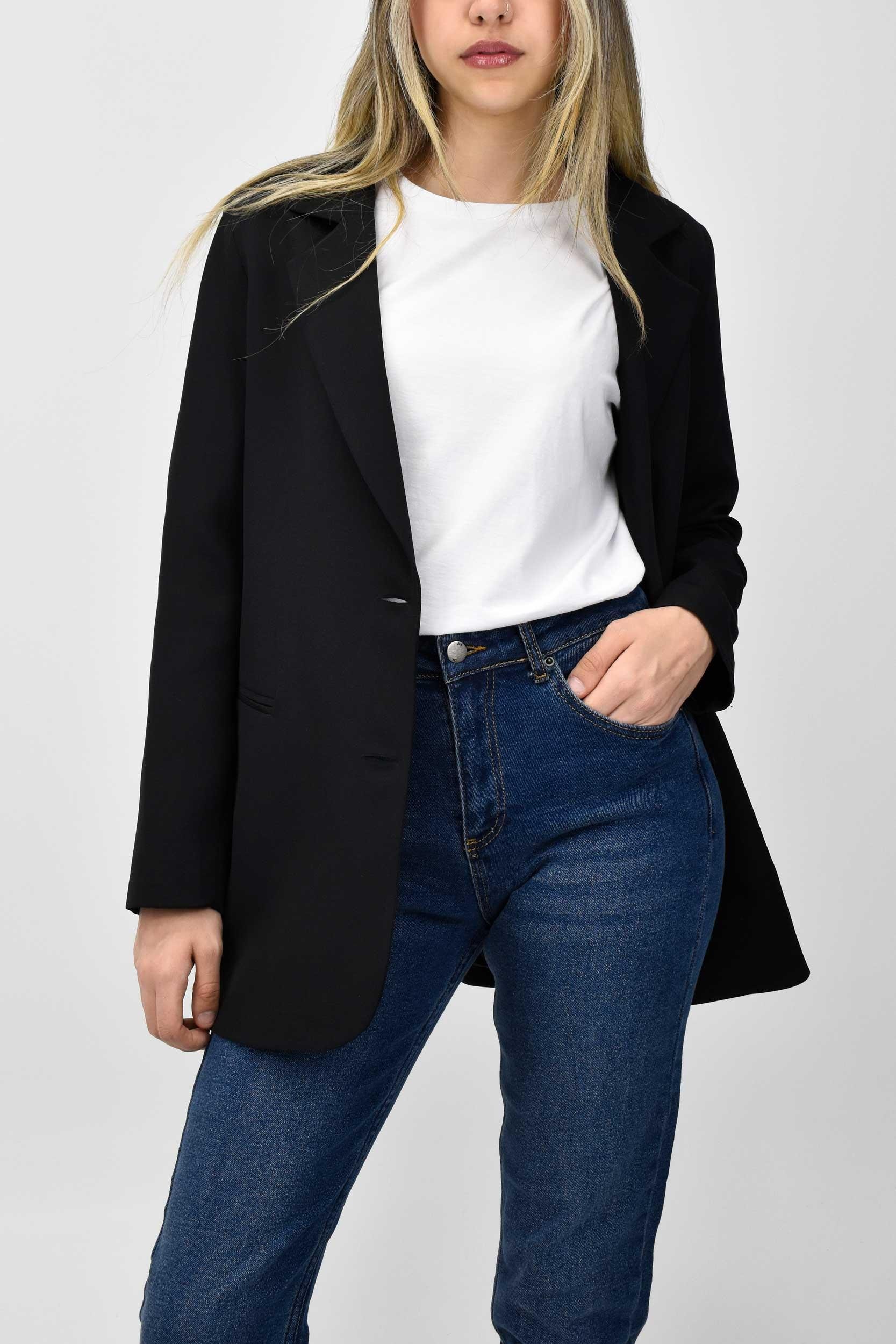Kadın Uzun Astarlı Blazer Ceket - Siyah