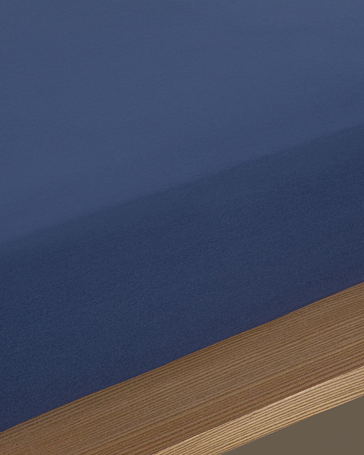 Plain Cottony For One Person Fitted Sheet 100x200 cm Midnight Blue
