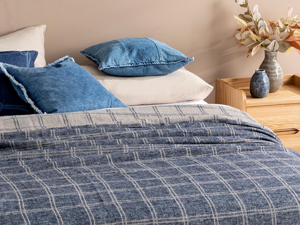 Checks Soft Cotton Double Person Blanket 180x220 cm Anthracite