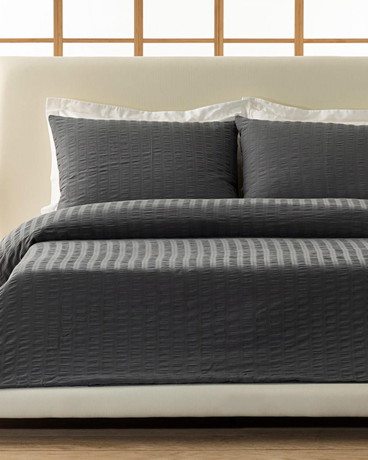 Lidya Pamuk Gofre Double Person Duvet Cover Set Pack 200x220 cm Anthracite
