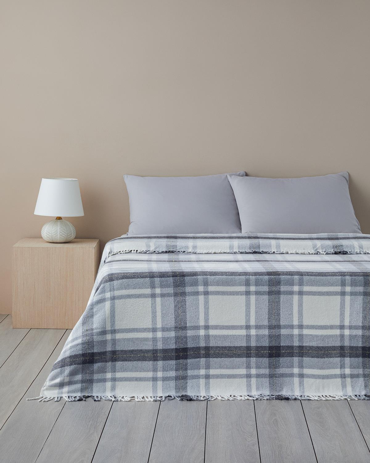 Halden Glittered Cotton Double Person Blanket 200x220 cm Gray