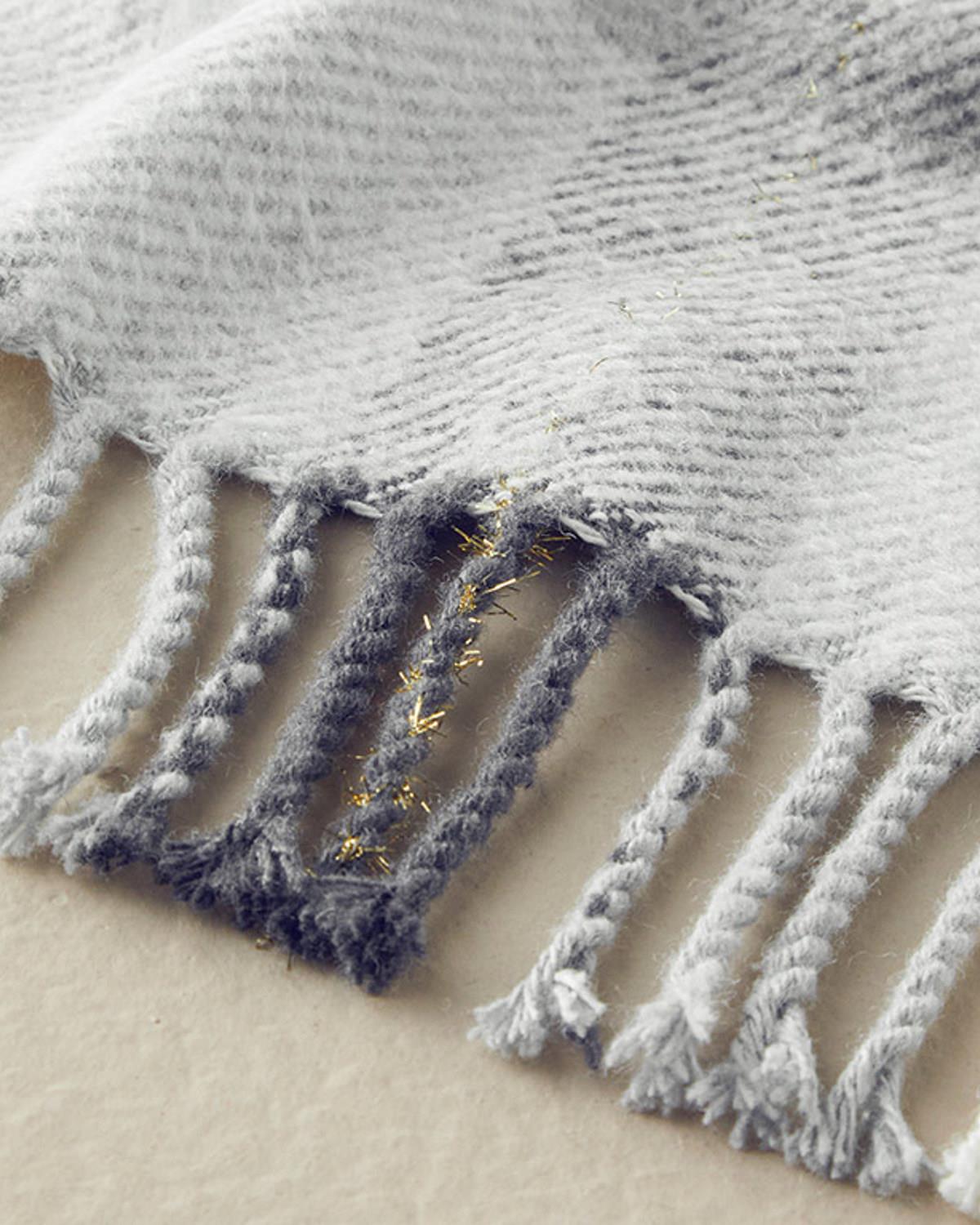 Halden Glittered Cotton Double Person Blanket 200x220 cm Gray