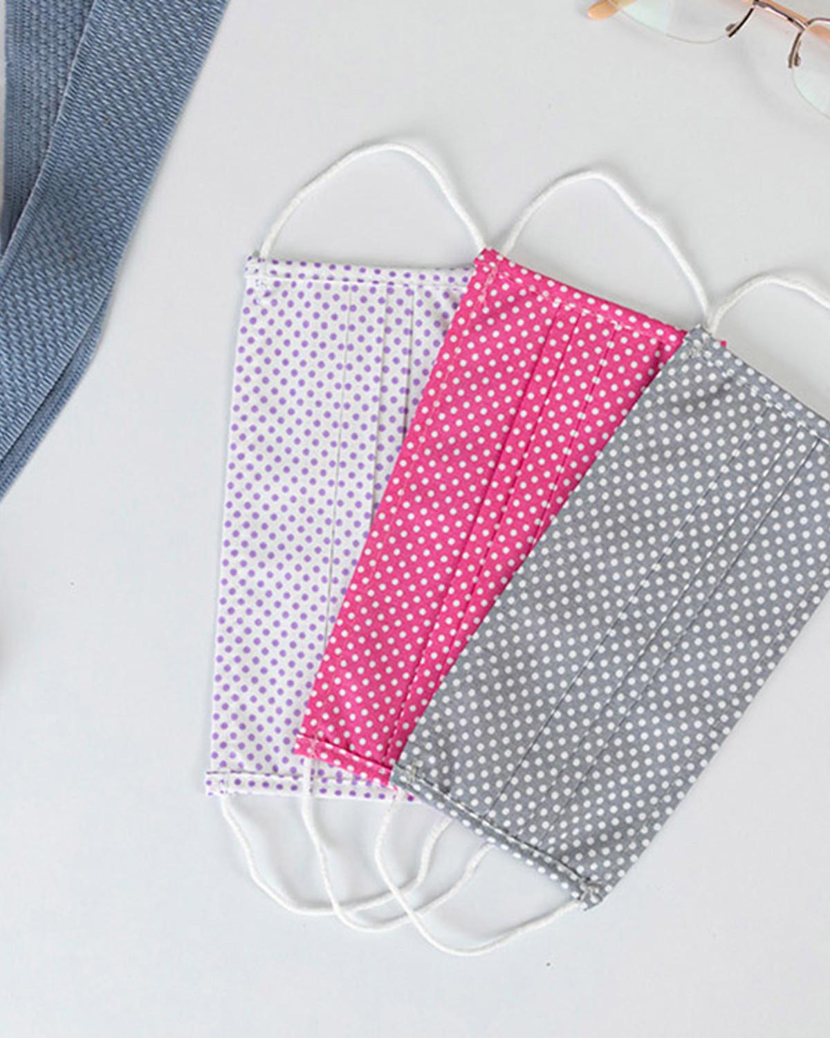 ALAMODE Cotton Fabric Mask 9,5x18 cm Gray - Pink