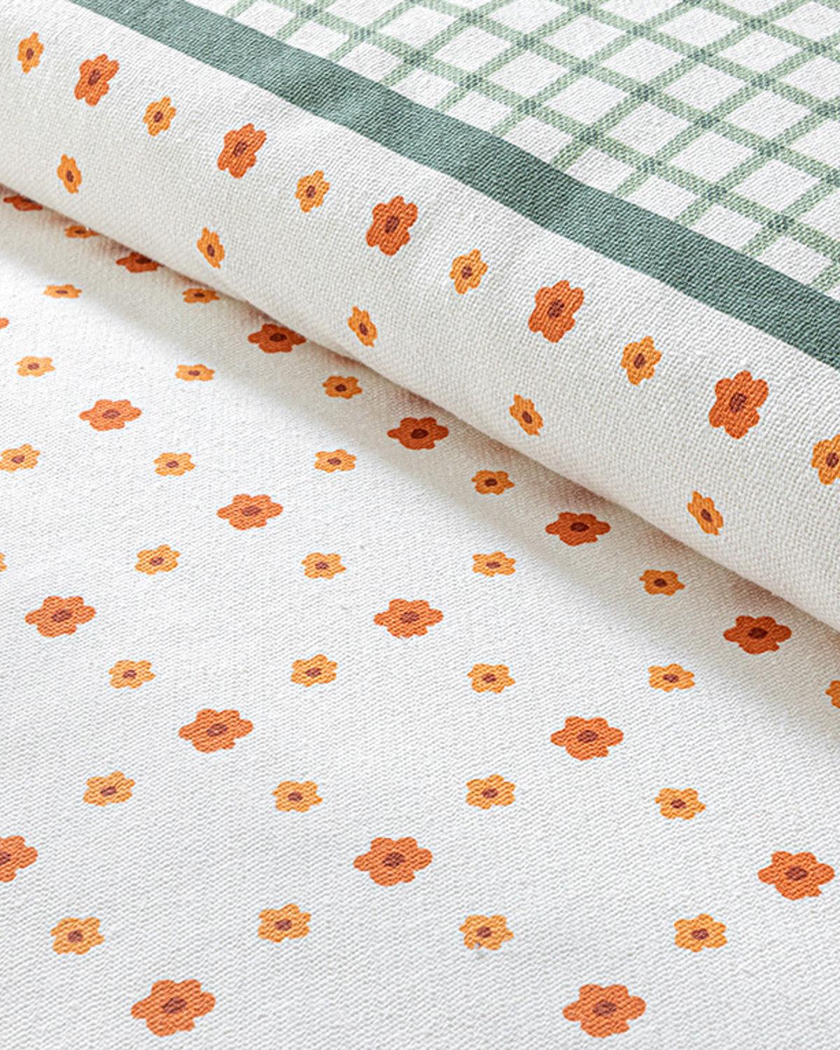 Bloom Check Пике King Size, Отпечатан, Оранжево,, 240 X 220 Cm