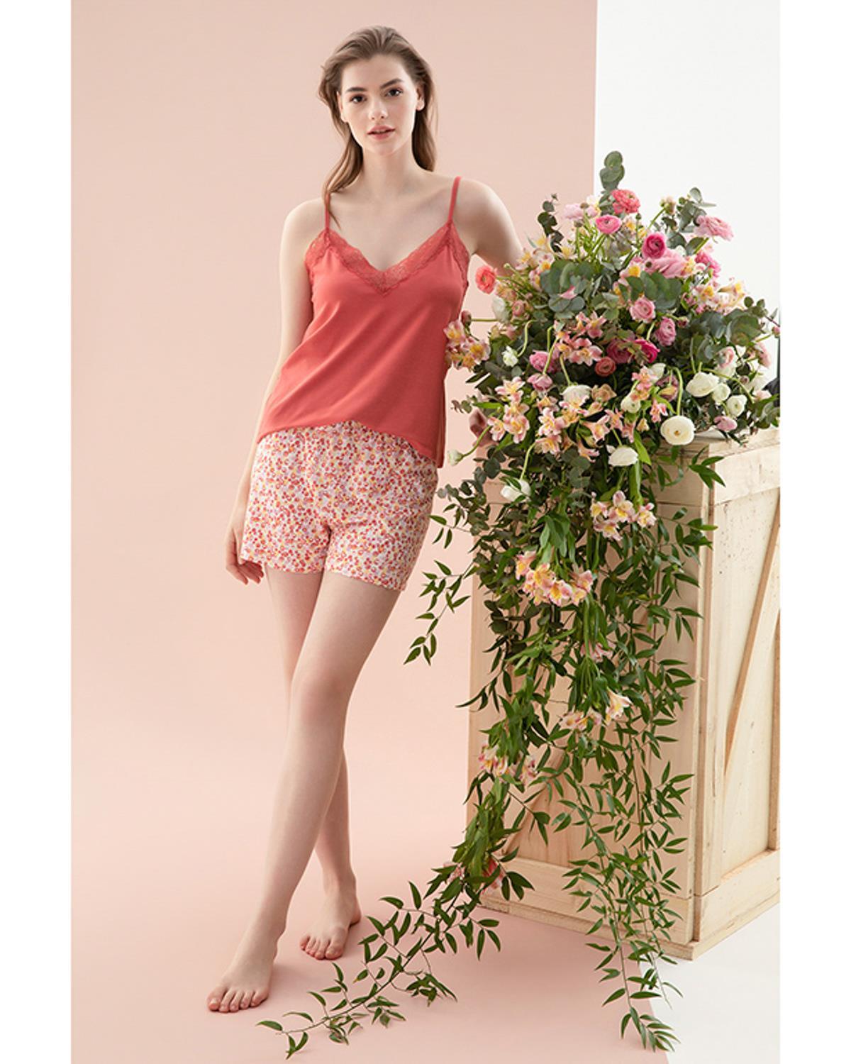 Bubbles Viscose Women Pajama Set S Pink