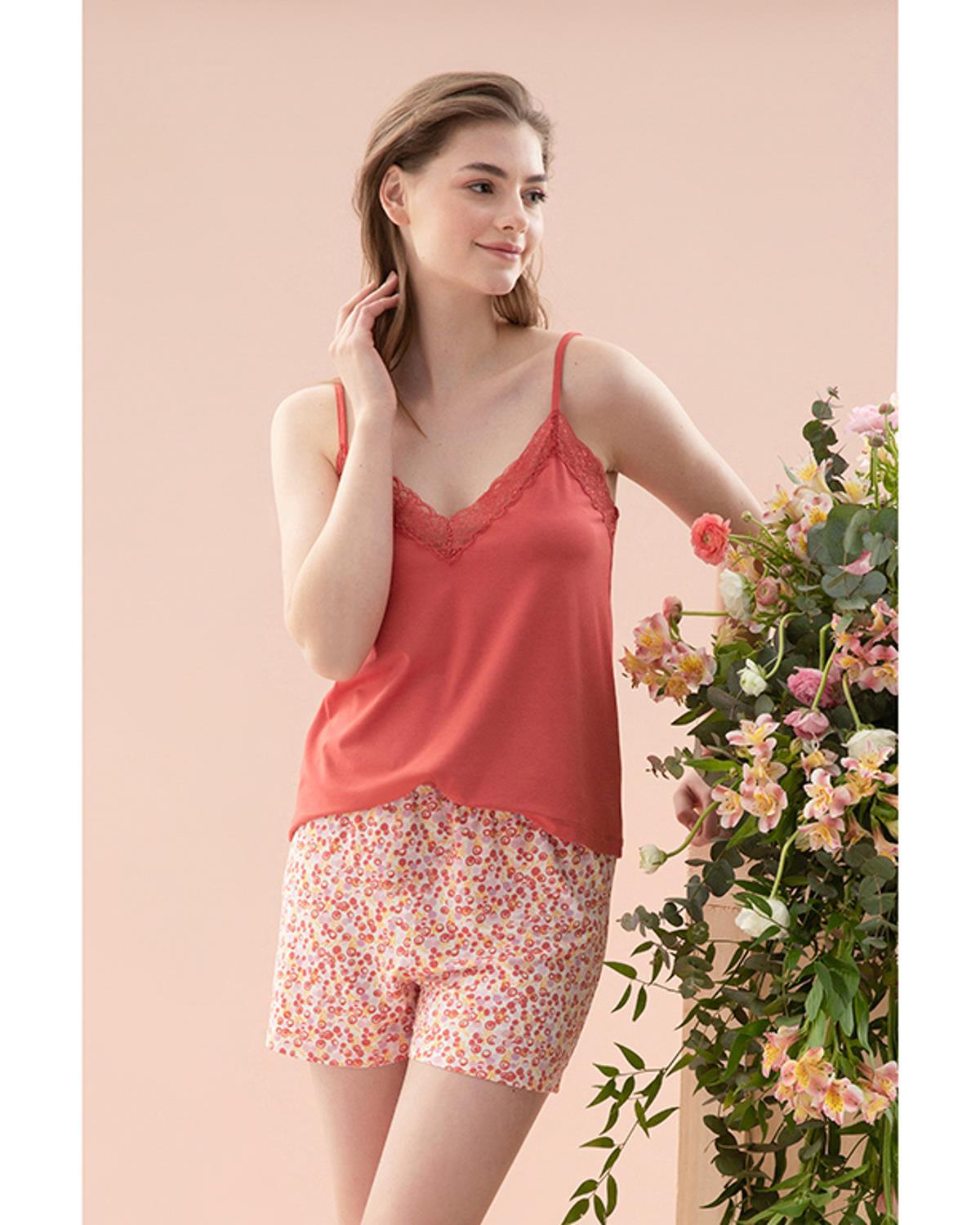 Bubbles Viscose Women Pajama Set S Pink