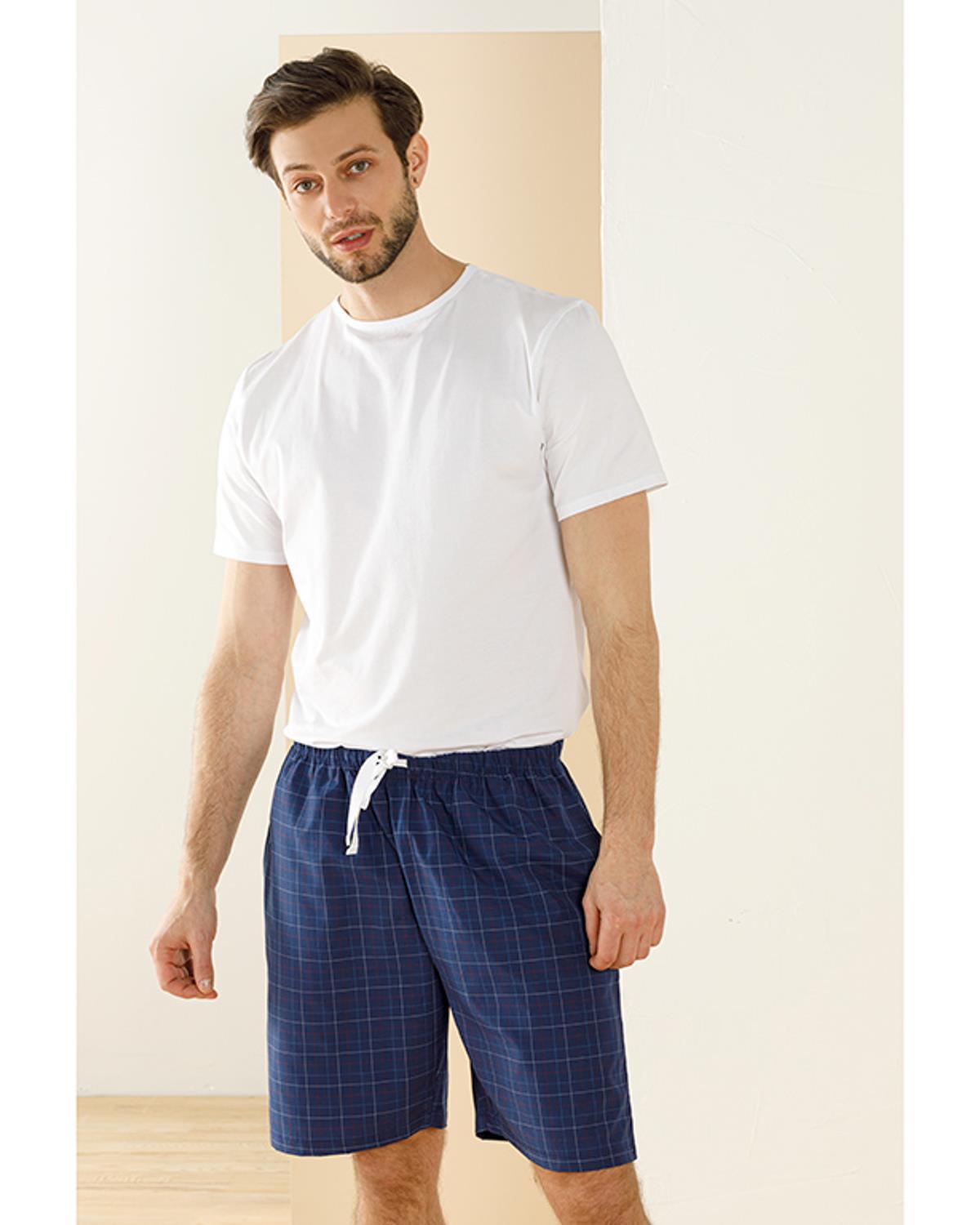 Checked Fit Единично Долнище Тъкан, Тъмно Синьо, S
