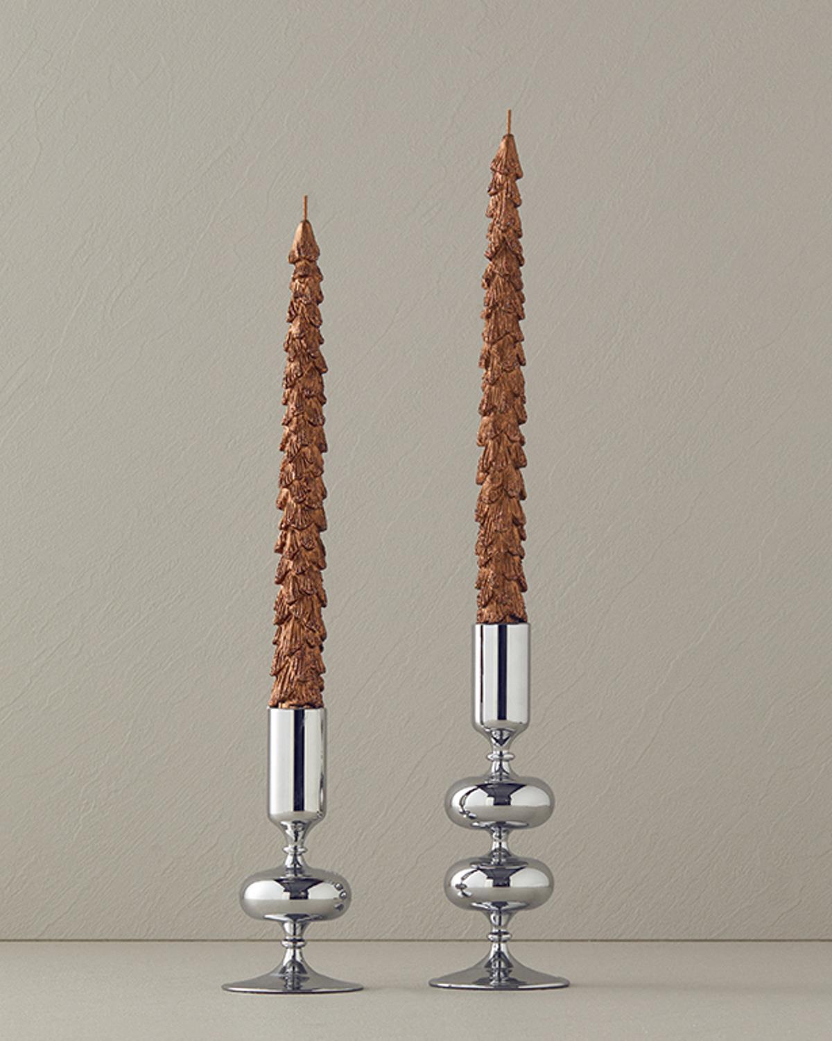 Christmas Tree 2 pcs Candle Bronze