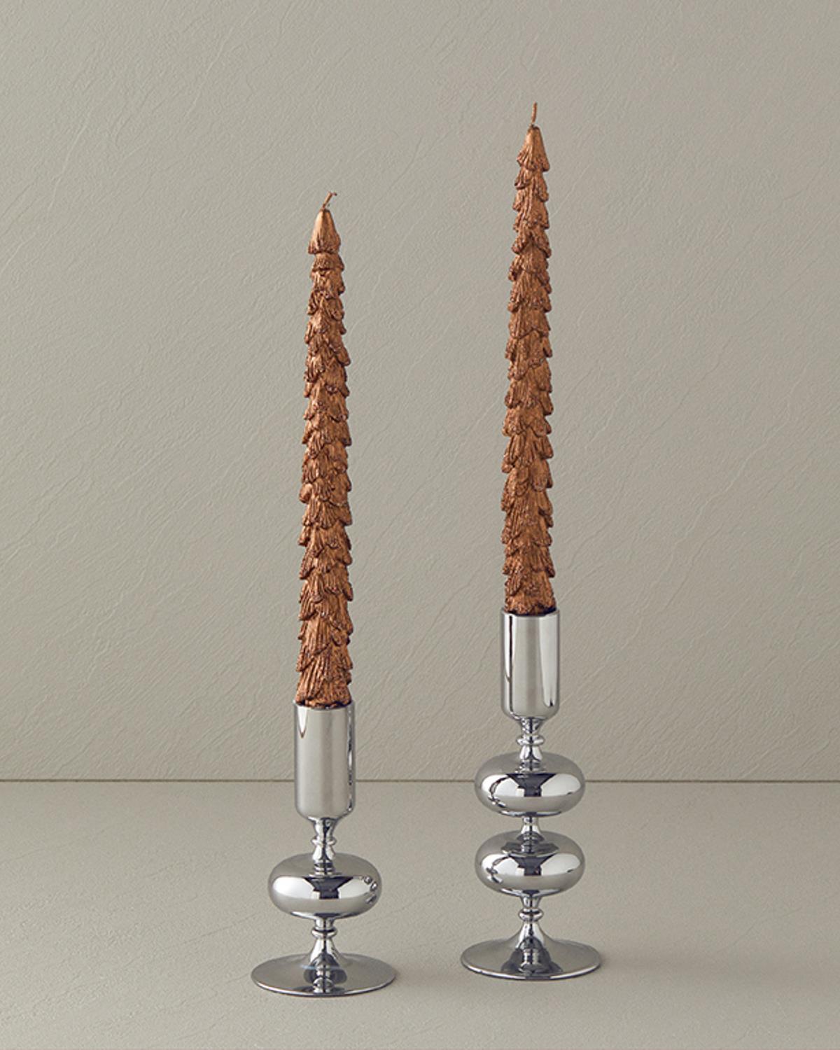 Christmas Tree 2 pcs Candle Bronze