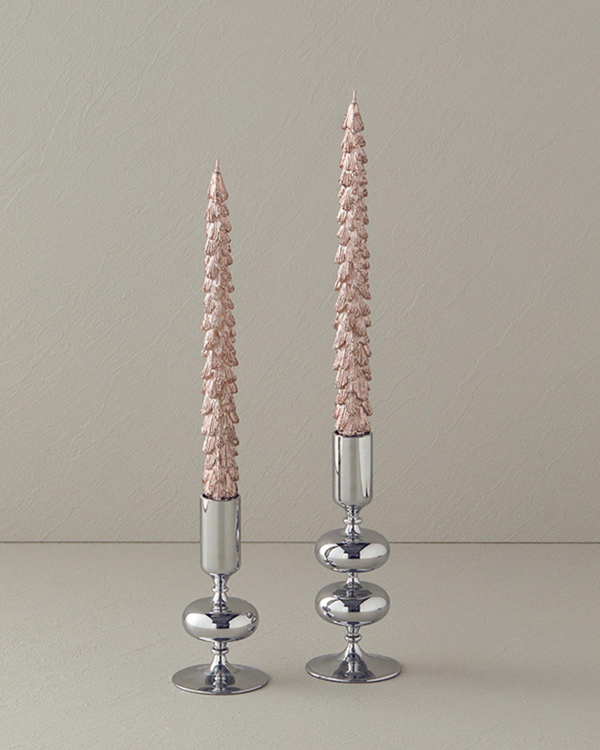 Christmas Tree 2 pcs Candle Rose