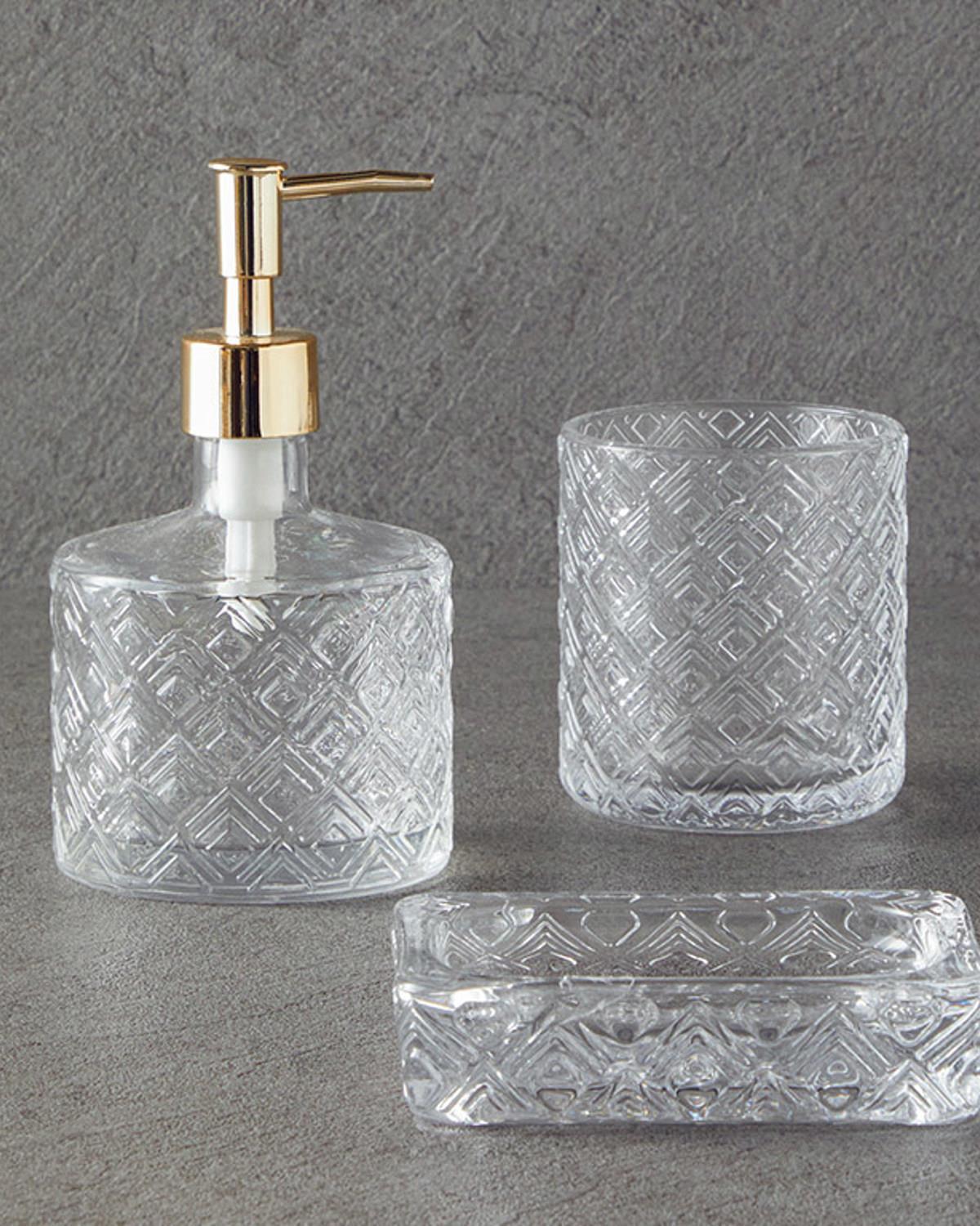 Crystal Glass 3 pcs Bathroom Set Transparent