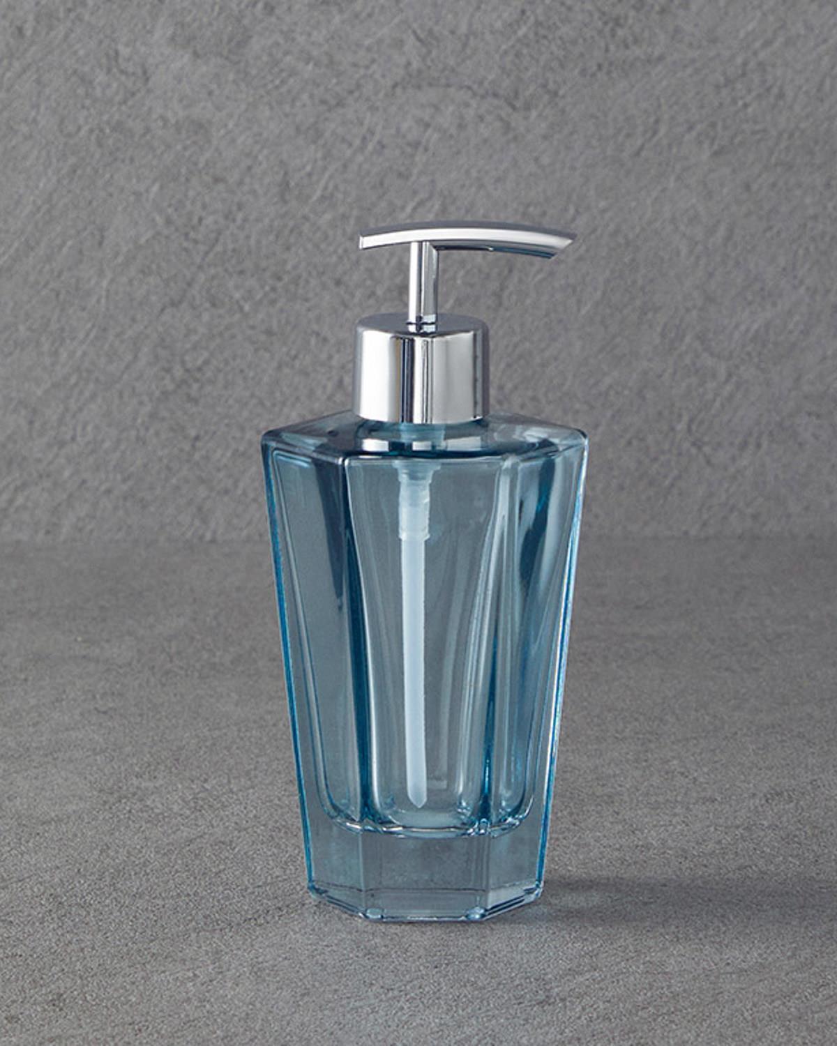 Diamond Glass Bathroom Soap Dispenser 9x9x16.5 cm Blue