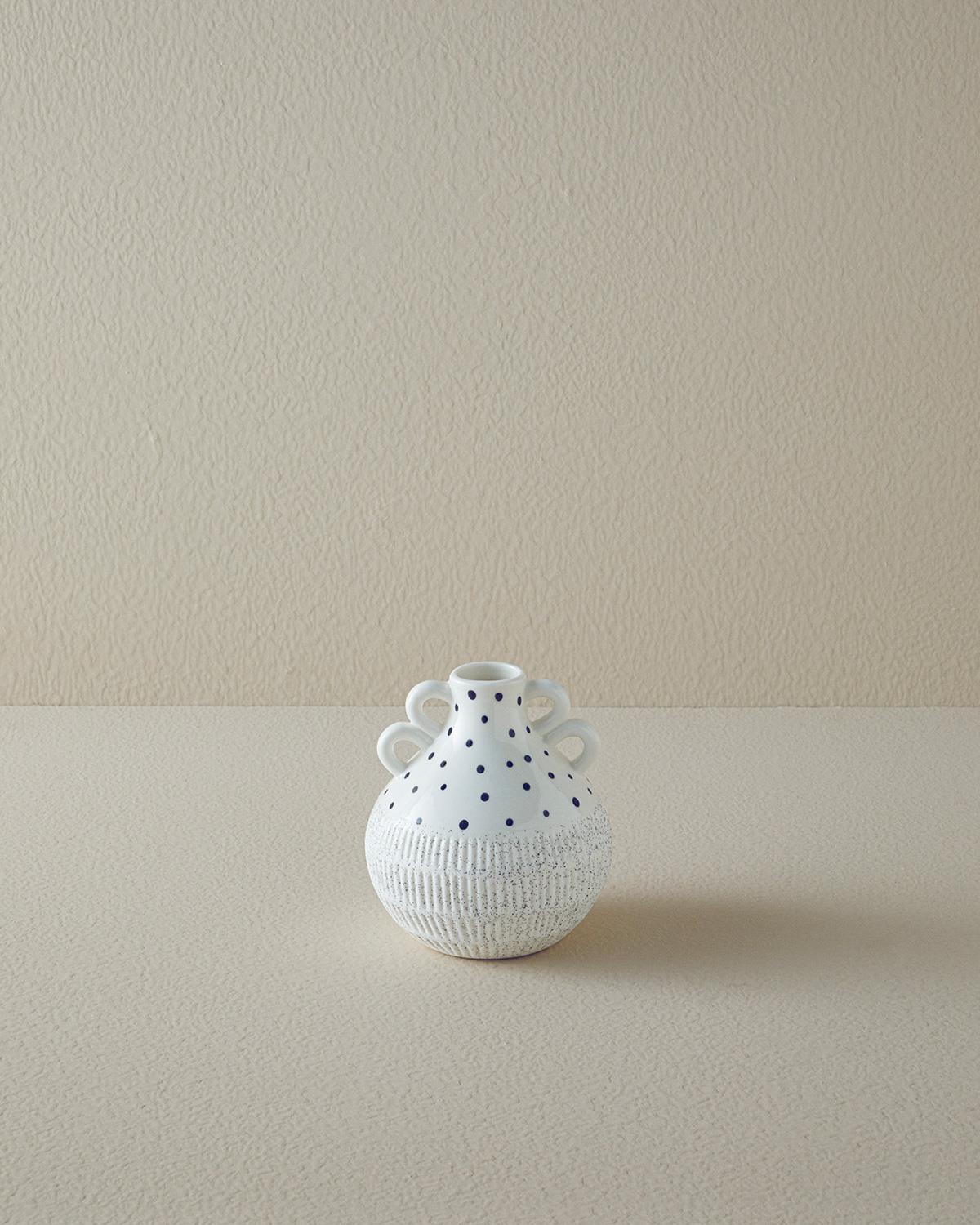 Dotsy Ваза Каменна керамика 10,4x6x14,1 см Бял