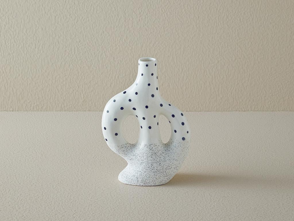 Dotsy Ваза Каменна керамика 13,6x4,2x11 см Бял